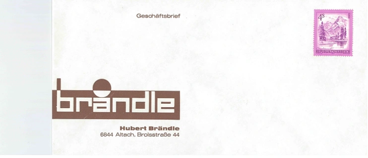 Historischer Geschäftsbrief von Hubert Brändle mit dem Brändle-Logo